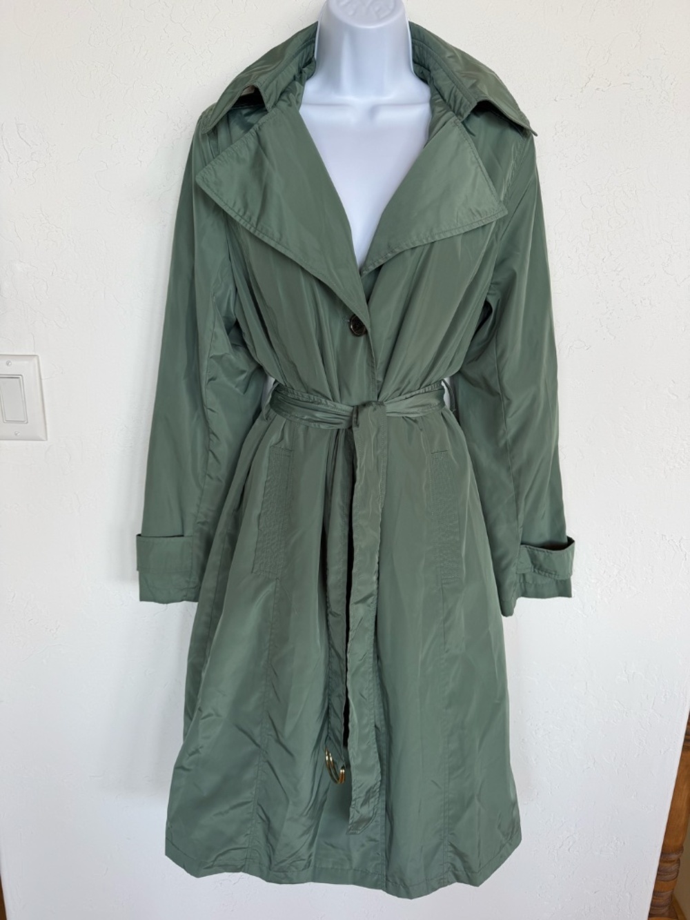 Via Spiga Raincoat Packable Hood Green Medium